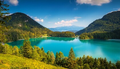 Fototapeta premium view of alpine lake faaker see in carinthia austria