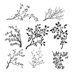  Leaf twigs silhouette vector design