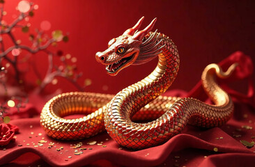 Fototapeta premium snake as a symbol of chinese new year, chinese culture