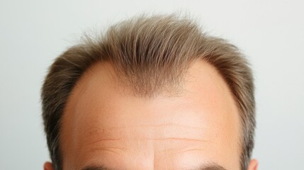 Fototapeta premium Men's hair care tips for thinning hair home setting informative guide indoor close-up grooming advice