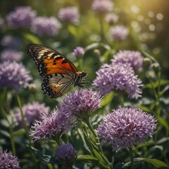 Obraz premium A butterfly landing on a spring flower.