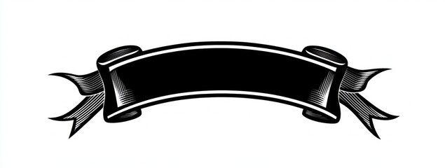 Black curved ribbon banner with space for text.
