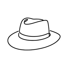 Elegant fedora hat icon. Black and white cartoon of a fedora hat. Vector illustration