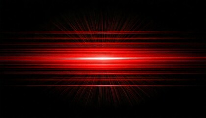 Fototapeta premium Red glowing light effect on black background with abstract horizontal gradient lines and lens flare