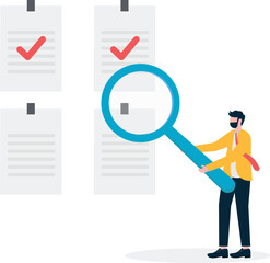 Businessman checking documents. Project tracking or goal tracker.
