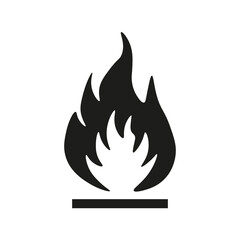 Black fire icon, logo, sign isolated. PNG with transparent background. Clipping path. Flat lay