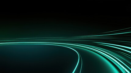 Abstract Teal Light Trails on Dark Background Futuristic Speed and Technology Concept