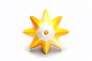 Obraz premium Abstract 3D eight-pointed star with yellow and white gradient, isolated on white background.