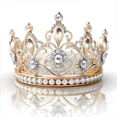  Luxury golden crown with diamonds on isoloted background