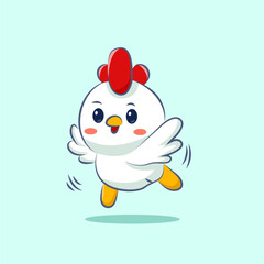 cute cartoon character chicken vector design for elements clipart and sticker