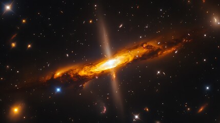 Fototapeta premium A close-up image of a galaxy revealing bright star-forming regions in vivid colors