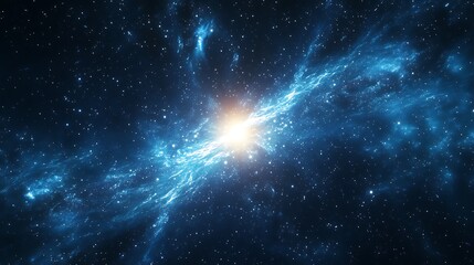 Obraz premium A serene edge-on galaxy with glowing central light and faint diffuse stars