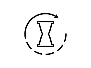 anti aging hourglass waiting slow time icon flat style pictogram for mobile app ui or ux, vector illustration logo symbol design sign, isolated on white editable