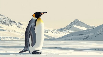 Fototapeta premium Majestic emperor penguin on white