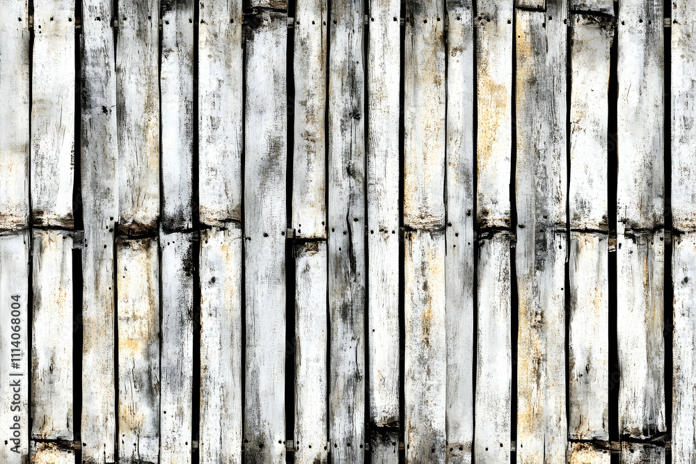 Poster weathered whitewashed bamboo fence background texture. perfect for rustic design projects.