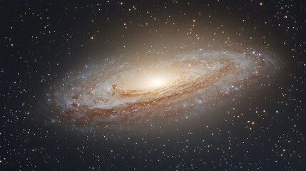 A galaxy surrounded by faint diffuse light from distant stars and gas clouds