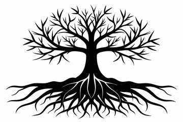 Obraz premium Simple Black Silhouette of Nature's Roots Vector Art