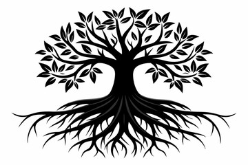 Simple Black Silhouette of Nature's Roots Vector Art