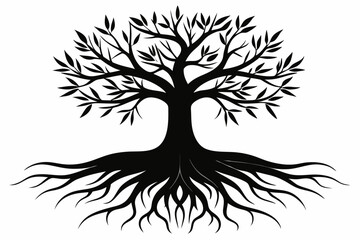 Simple Black Silhouette of Nature's Roots Vector Art