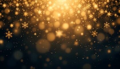 Obraz premium Golden Snowflakes Winter Background. A shimmering golden background with snowflakes falling, symbolizing winter magic, elegant design, and a touch of luxury. Elegant Christmas background with snowflak