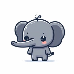 Obraz premium Cute Chibi Elephant Illustration in Flat Style on White Background
