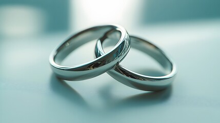 Elegant pair of polished platinum wedding bands&nbsp;with minimalist design, photographed with macro detail to&nbsp;showcase mirror finish and luxurious&nbsp;craftsmanship.