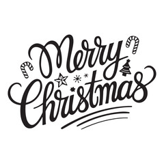 Merry Christmas Text with Decorative Lettering, Perfect for Holiday Cards, Posters, and Banners.
