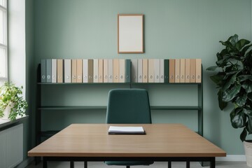 Modern office interior design featuring a tidy workspace promoting productivity and organization