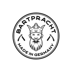 Barber shop vintage hipster with beard and crown, king logo templates. Barbershop stamp, print, label set. Barbershop, Barber, Haircut's salon poster templates. Vector illustration