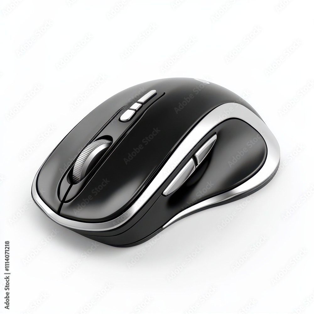 Aufkleber sleek modern computer mouse with ergonomic design and customizable buttons, isolated on a white back
