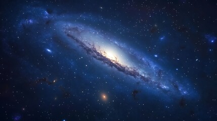 Fototapeta premium A serene galactic field with multiple faint galaxies visible across the deep sky
