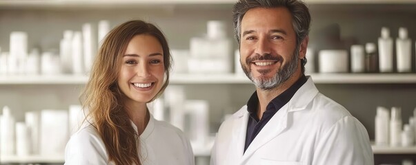 Obraz premium Smiling dermatologist and cosmetologist in a modern clinic