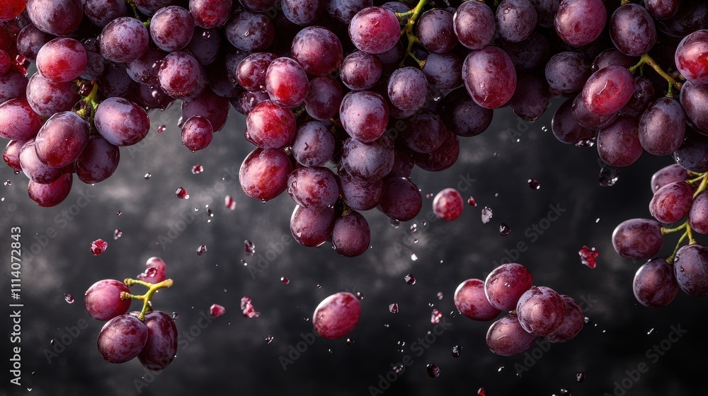 Aufkleber falling grapes slice isolated on transparency background