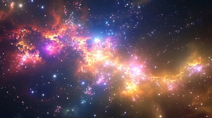 Fototapeta premium A colorful galaxy with stars forming new clusters along its spiral arms