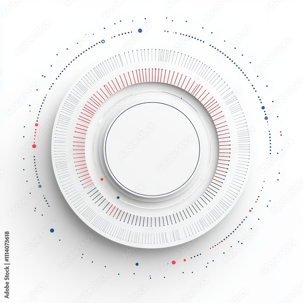 Poster radial button graphic with a central circle and evenly distributed options on a pristine white backd