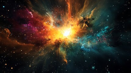 Obraz premium A starburst galaxy with intense regions of light and color in its core