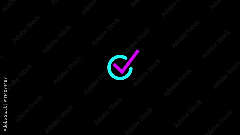 Poster animation of check mark symbol. positive answer, tick mark icon. animation of check mark icon. appro