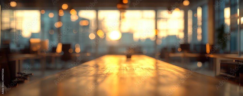 Poster blurred empty open space office. abstract light bokeh at office interior background for design.