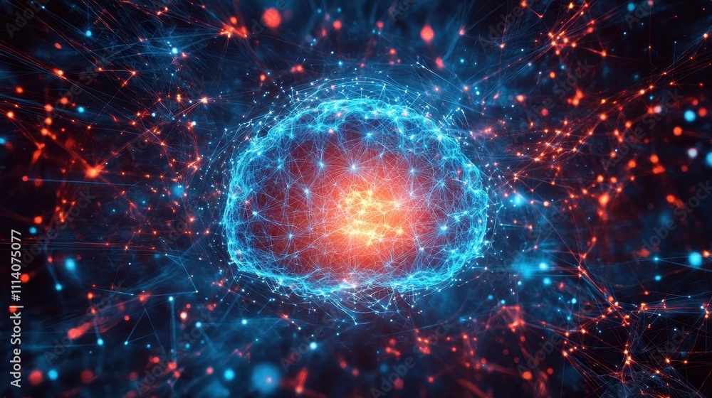 Poster digital background perfect for tech processes, neural networks, artificial intelligence, data transf
