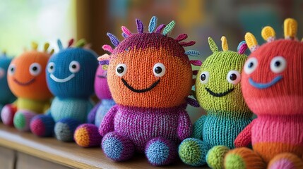 Knitted toy in vibrant colors, charming and playful, perfect for children's gifts and decoration
