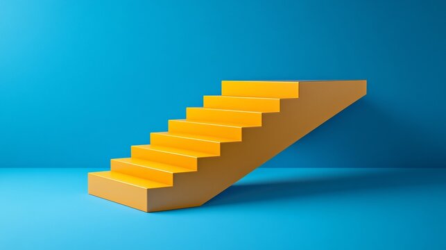 Abstract Yellow Staircase Ascending to Success