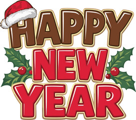 Christmas greeting card. Happy New Year typography design for print, banner