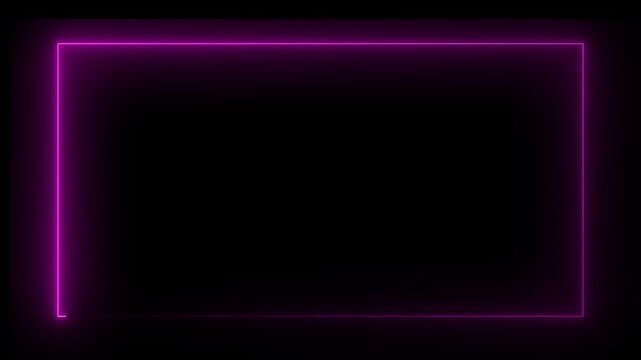 abstract glowing neon rectangle frame animation background 4k. Neon glowing frame background. Lasers are pink. repetitive motion animation, with neon lights shrinking and expanding. isolated on black.