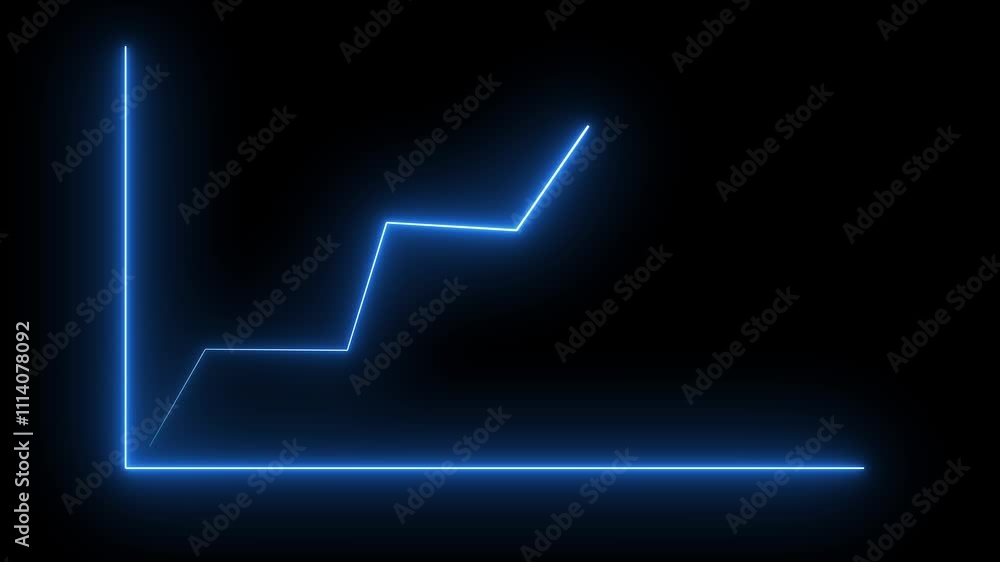 Poster stock market neon business graph animation. digital business graph animation. 2d bar graph chart wit
