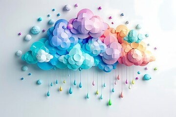 Colorful paper cloud with raindrops.
