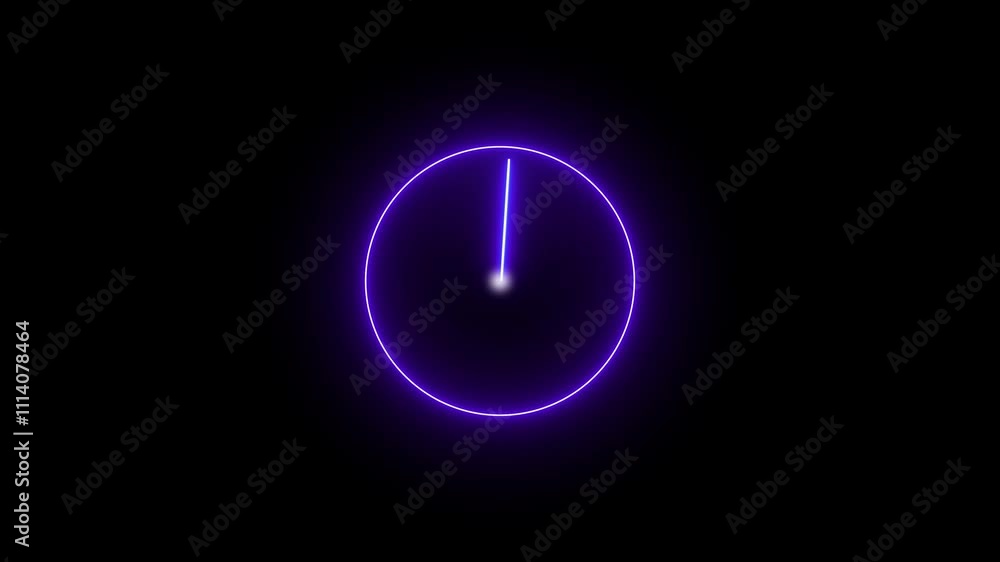 Poster abstract fast clock icon animation background 4k. digital neon clock animation. animation wall clock