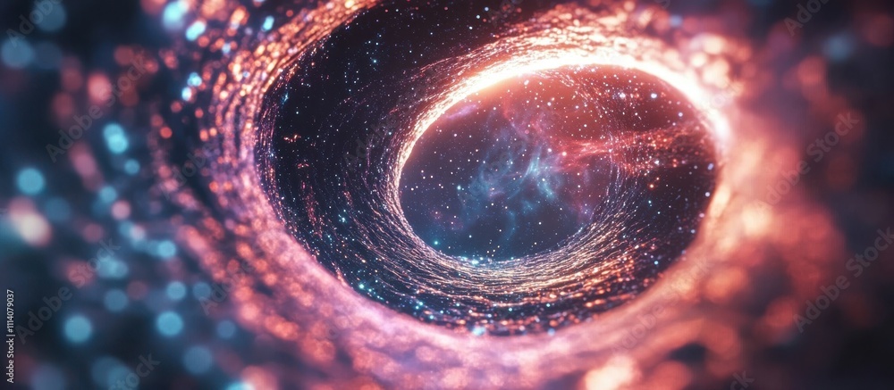 Poster a mesmerizing journey through a wormhole in the universe