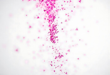 Fototapeta premium Pink glitter scaterred flying isolated on white, background and texture, clipping