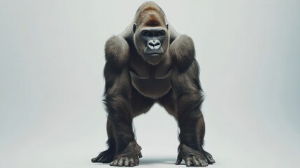 Fototapeta premium powerful gorilla standing confidently in a minimalist setting