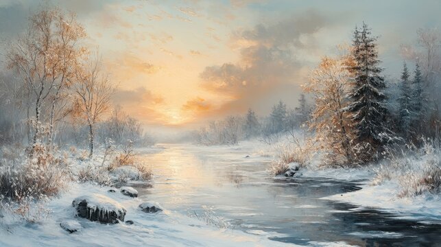 winter landscape in the morning